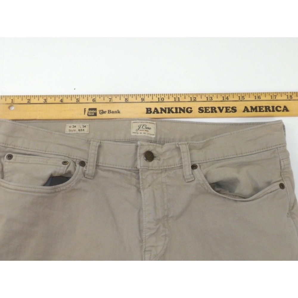 J Crew Pants Mens 34x34 Beige 484 Stretch Chino Slim Fit Tapered Leg Jeans - Picture 10 of 14